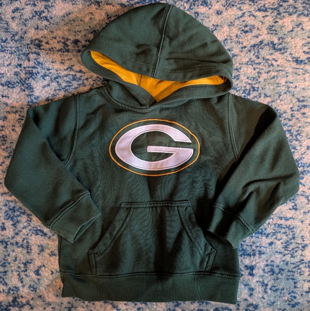 Green Bay Packers Kids Hoodie in Green with Gold Accents